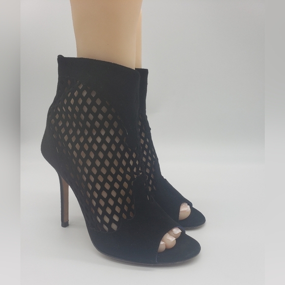 705- Jimmy Choo Women's Detroit Suede Peep Toe Open Bootie Made in Italy Sz 7.5 - Picture 1 of 13